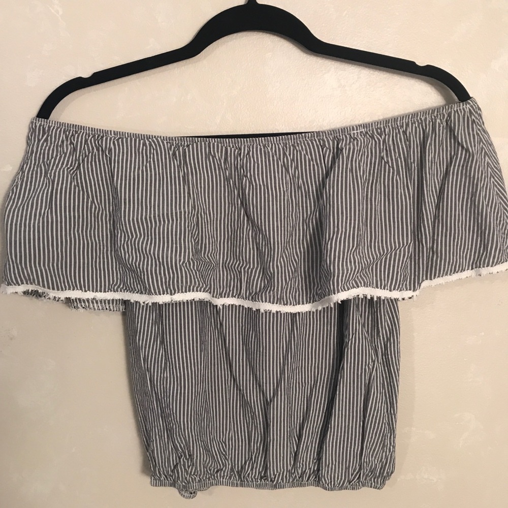 Blue and white sleeveless tank top